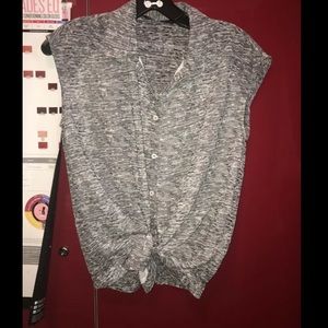 Armani Exchange Y2K Gray Sheer Sleeveless Button Down Top Size S